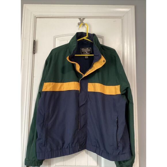 Eddie Bauer Other - Vintage Eddie Bauer Colorblock Stripe Jacket Hooded Vtg Outdoor Utility Lined XL